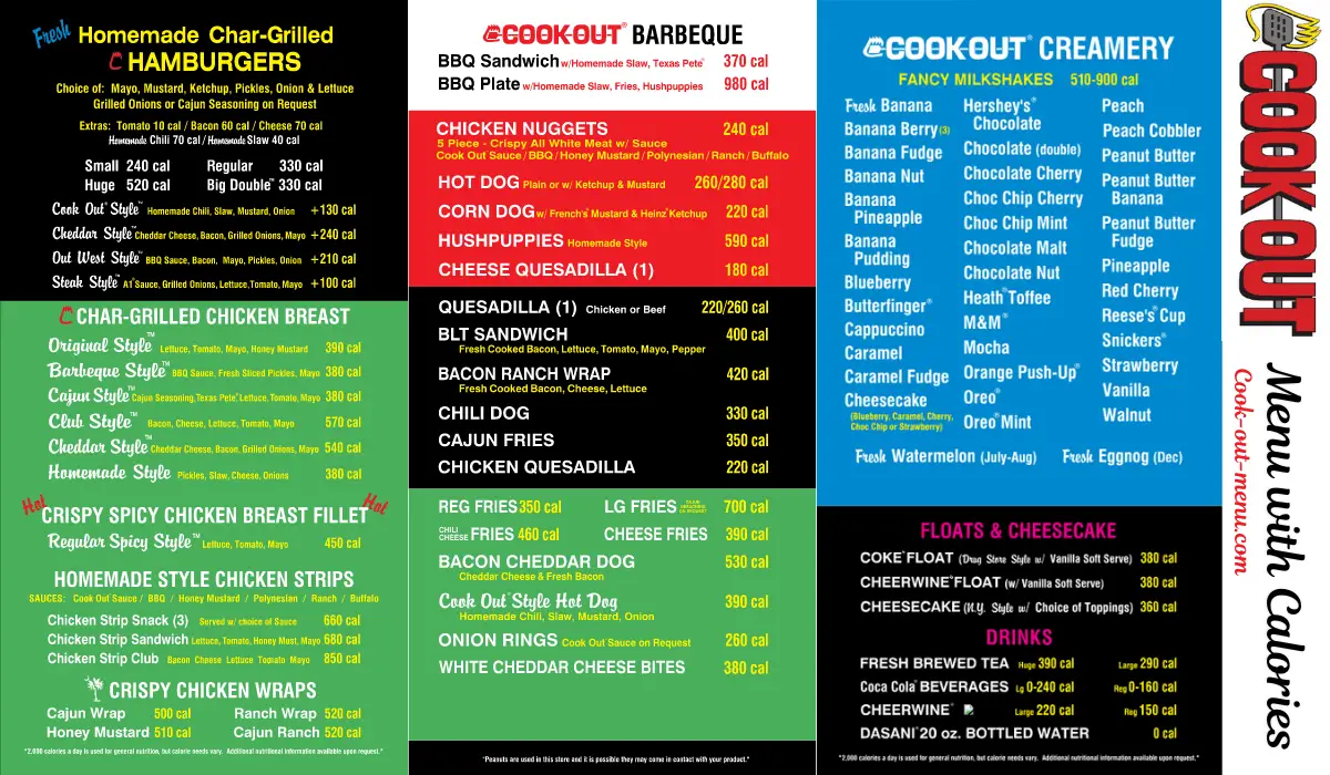 cookout Menu